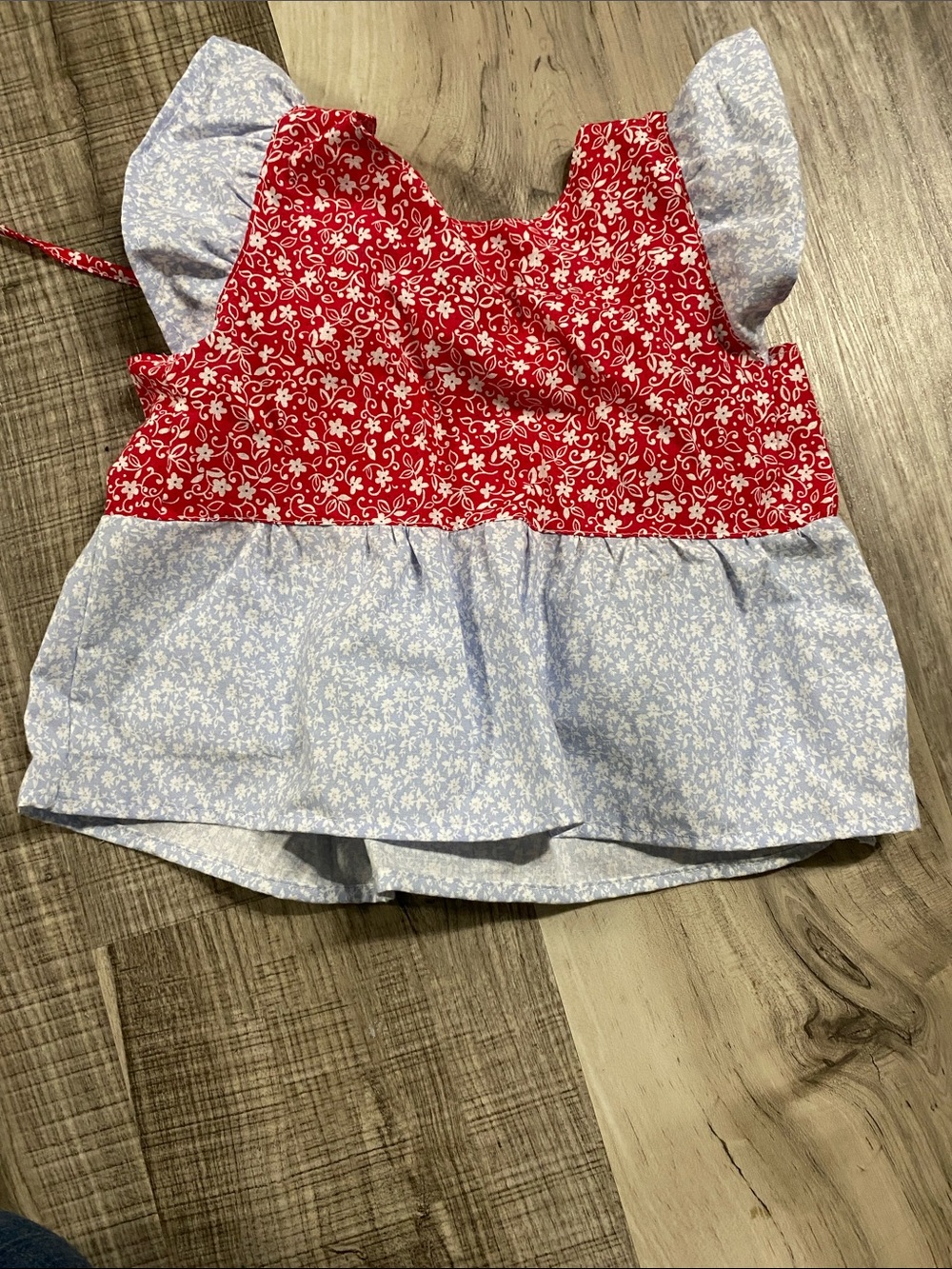 Toddler Girls Ruffle Shirt Keyhole Back Handmade